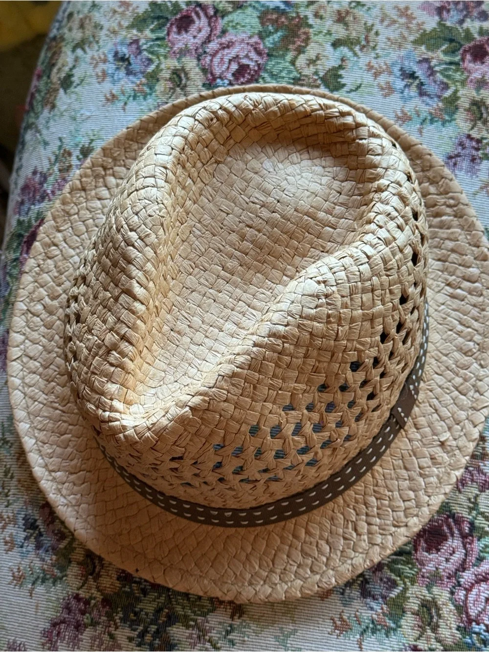 Unisex Something Special Natural Straw Fedora with Brown Band